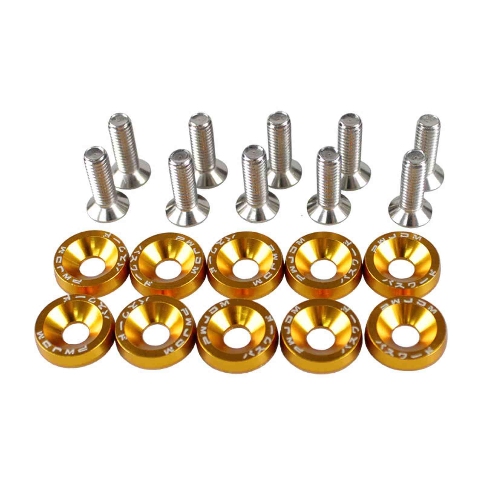 RASTP JDM Style Aluminum 10Pcs M6 Bolts Car Engine Bumper Fender Washers License Plate Screws - RASTP