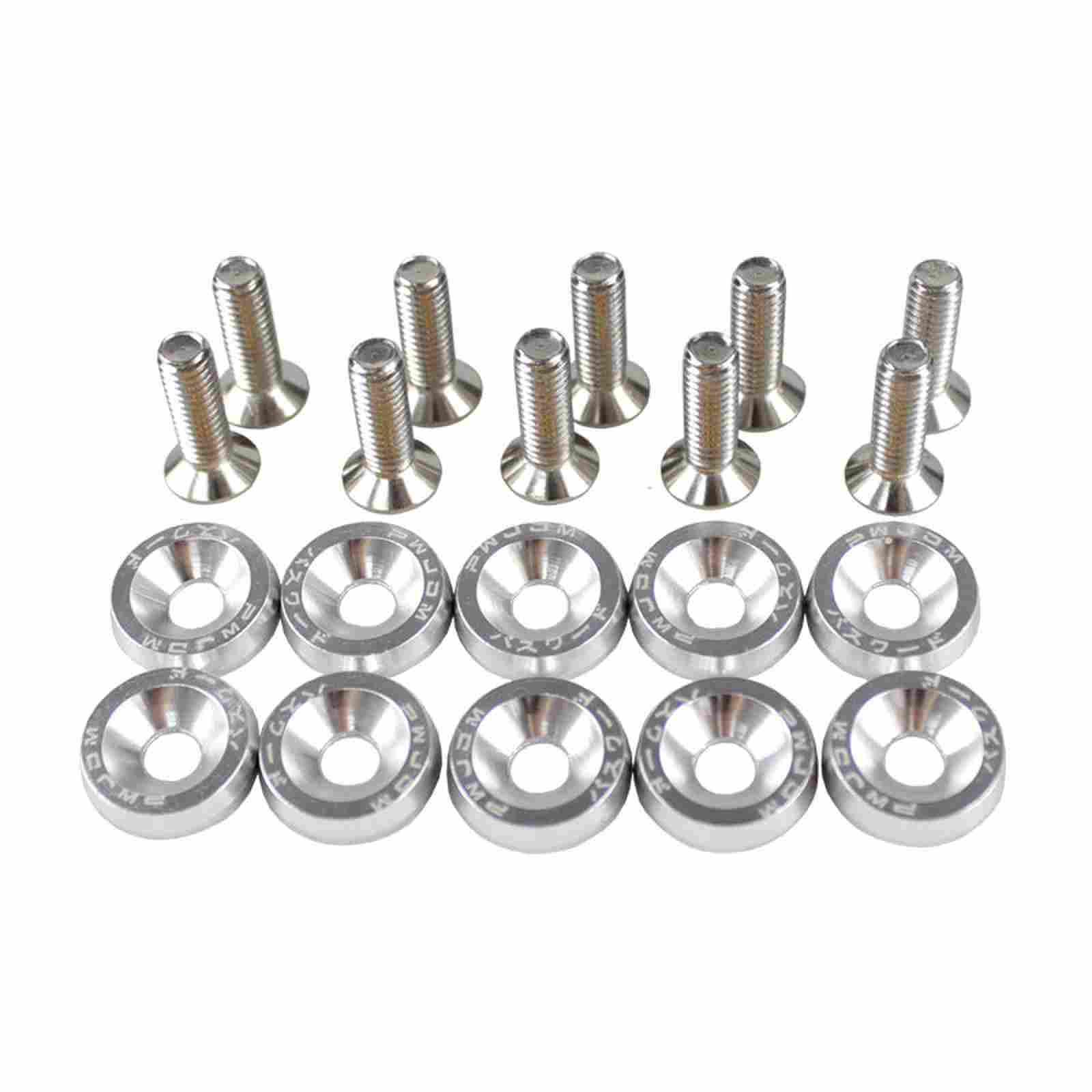 RASTP JDM Style Aluminum 10Pcs M6 Bolts Car Engine Bumper Fender Washers License Plate Screws - RASTP