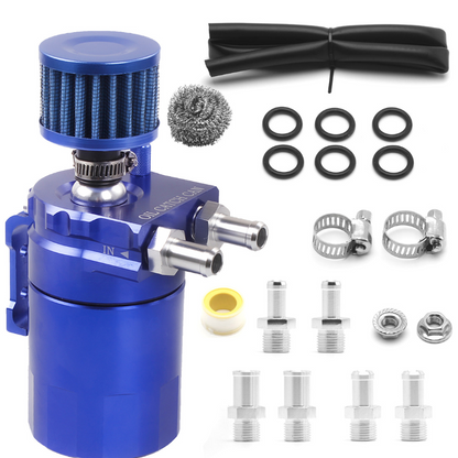 RASTP Universal Oil Catch Can Tank Kit Polish Baffled Reservoir with Breather Filter with 3/8" Fuel Line