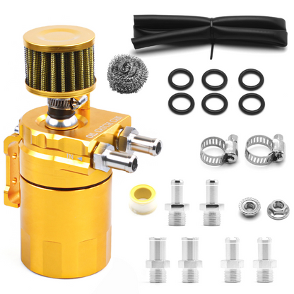 RASTP Universal Oil Catch Can Tank Kit Polish Baffled Reservoir with Breather Filter with 3/8" Fuel Line