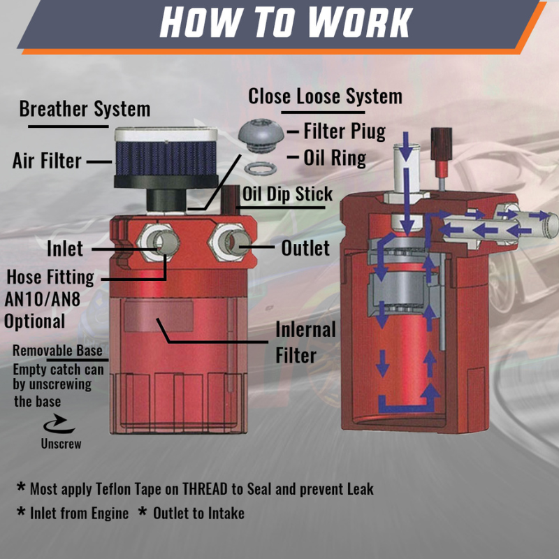 RASTP Universal Oil Catch Can Tank Kit Polish Baffled Reservoir with Breather Filter with 3/8" Fuel Line