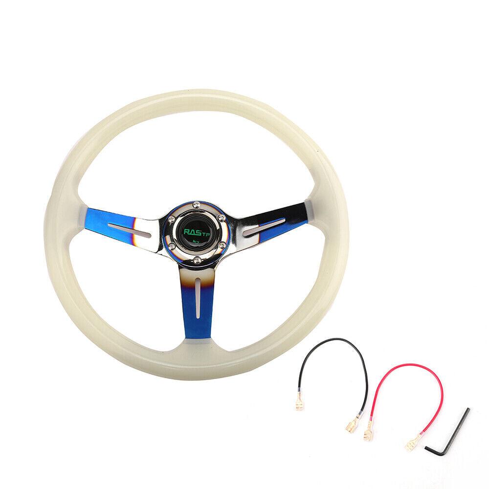 RASTP Universal 14 inch Acrylic Luminous Discoloration Sports Steering Wheel Racing - RASTP