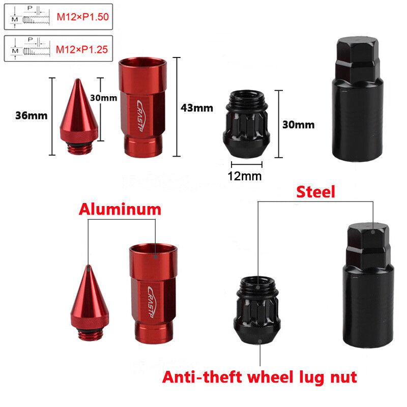 RASTP 20Pcs Anti Theft Wheel Lug Nuts M12x1.25/1.5 with Spike Extended Tuner Nut - RASTP