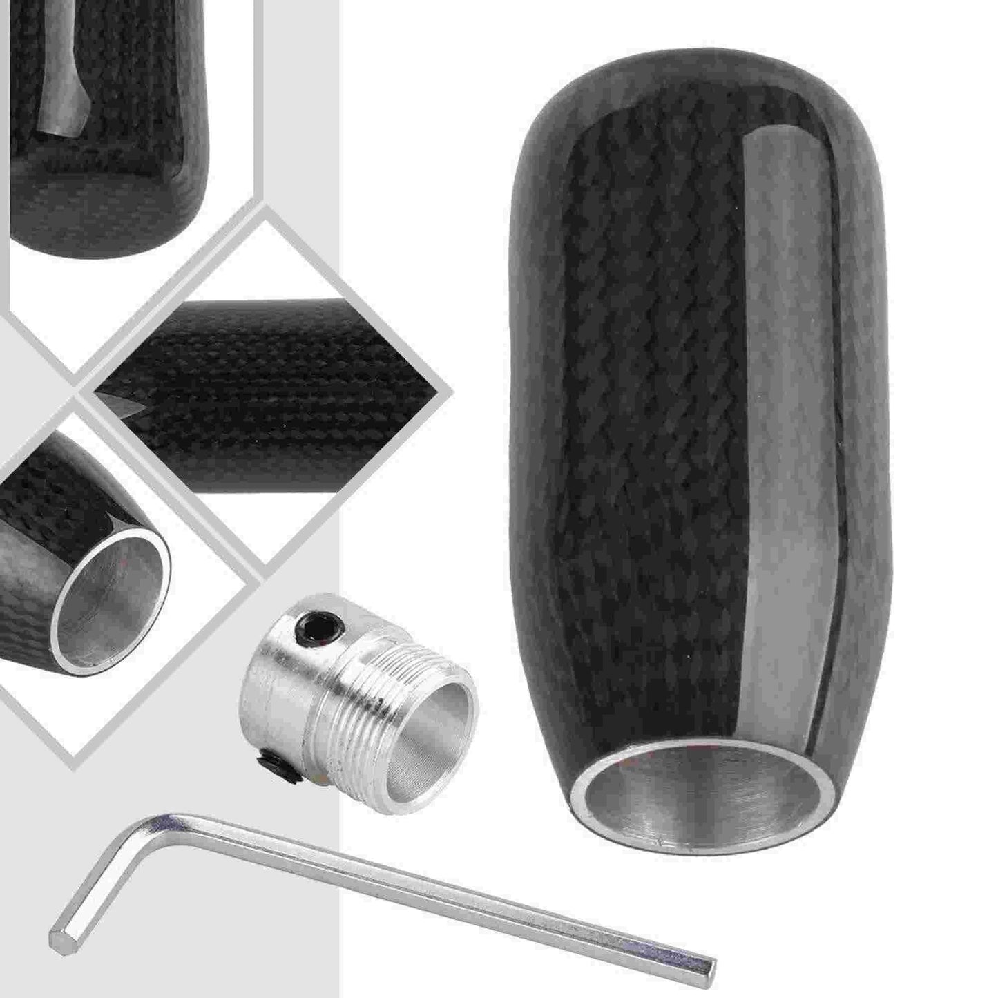 RASTP Universal Carbon Fiber Manual MT Gear Stick Shift Knob Shifter Lever with 3 Adapters - RASTP