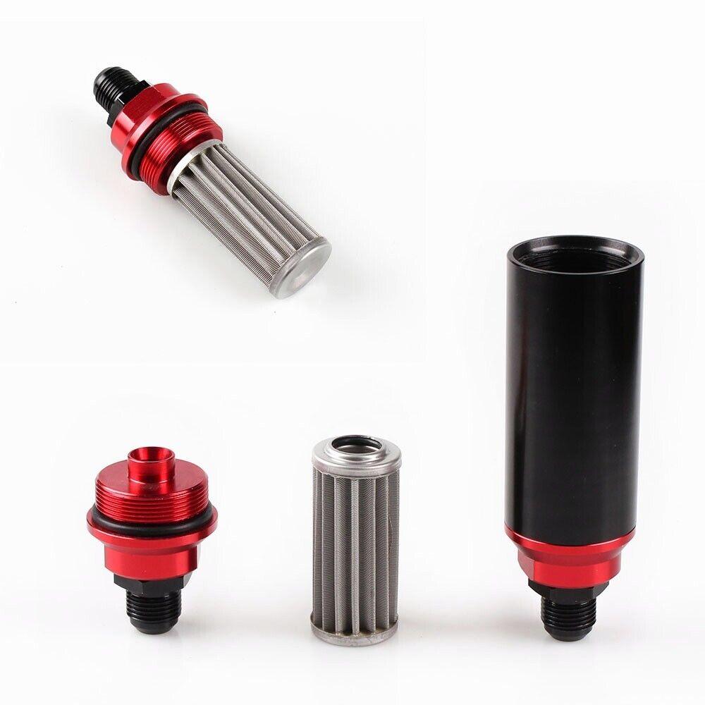 RASTP Inline Fuel Filter High Flow 60 Micron Cleanable with 6 Adapters - RASTP