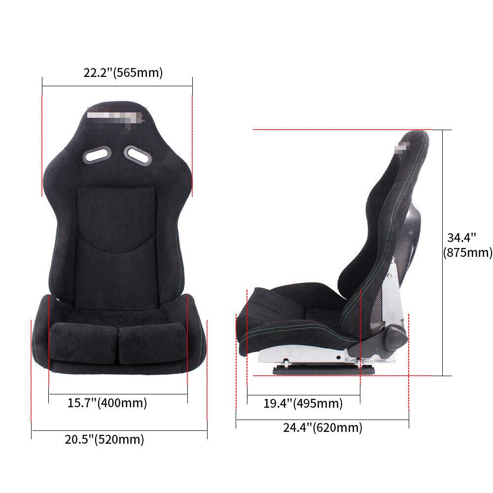 RASTP Universal 2Pcs Adjustable Backrest Racing Seat & Real Carbon Fiber Shell - RASTP