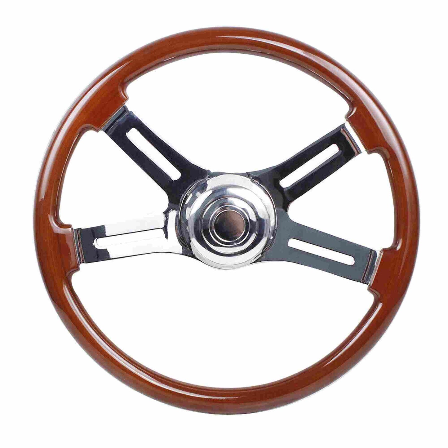 RASTP 18 Inch 4 Spoke Wood Truck Steering Wheel for Freightliner, Kenworth, Peterbilt, Volvo - RASTP