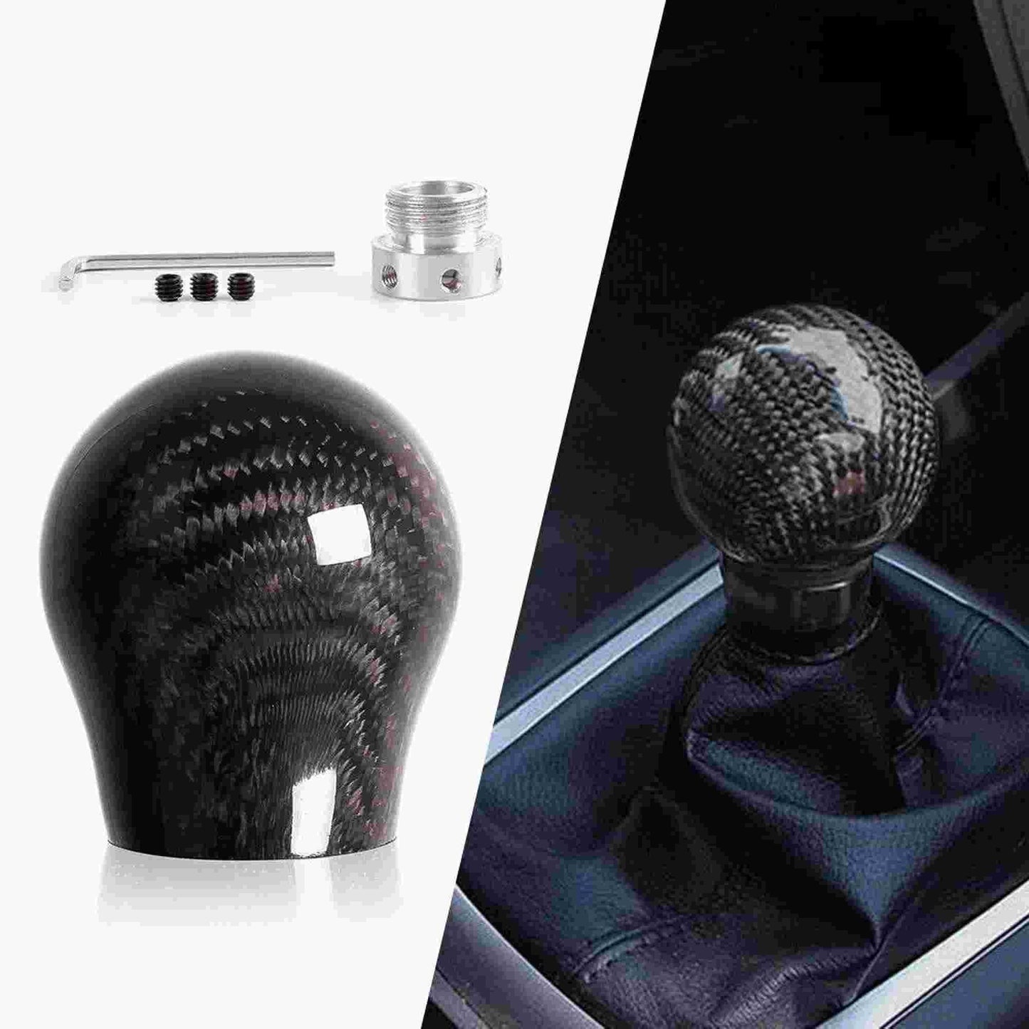 RASTP Universal Carbon Fiber Manual Gear Shift Knob Lever Shifter with Adapters - RASTP