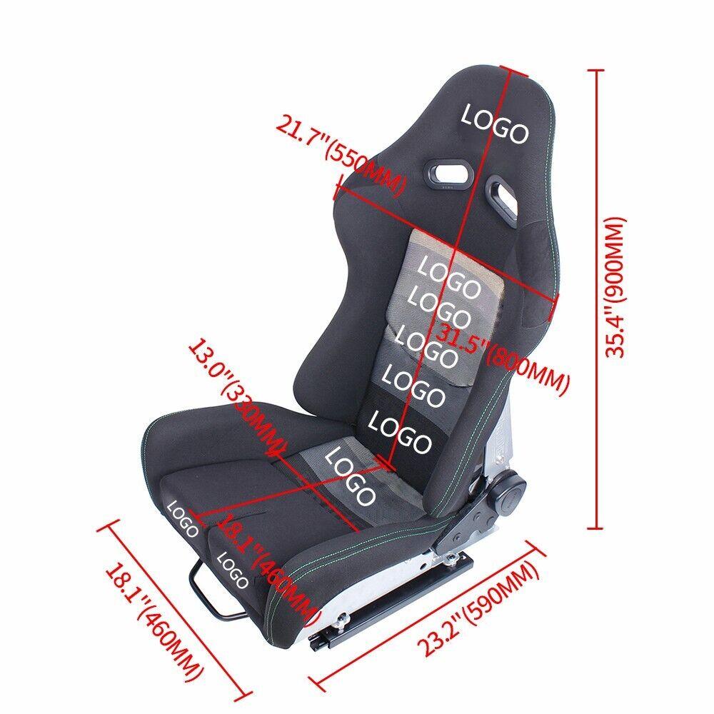 RASTP Universal Seats Adjustable Racing Seats+Adjustable Slider+Back Cushion - RASTP