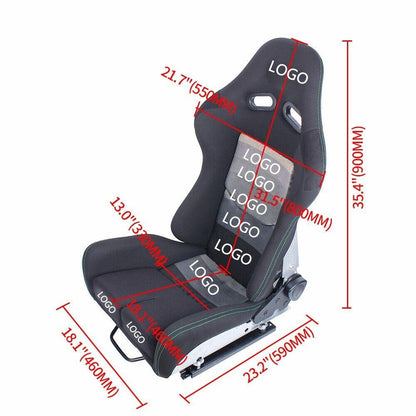 RASTP Universal Seats Adjustable Racing Seats+Adjustable Slider+Back Cushion - RASTP