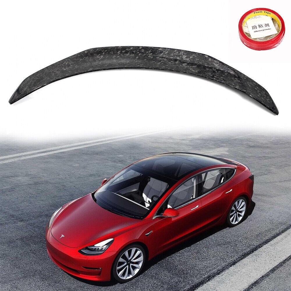 RASTP V Style Forged Carbon Fiber Trunk Lid Spoiler Wing for 2017-2021 Tesla Model 3 - RASTP