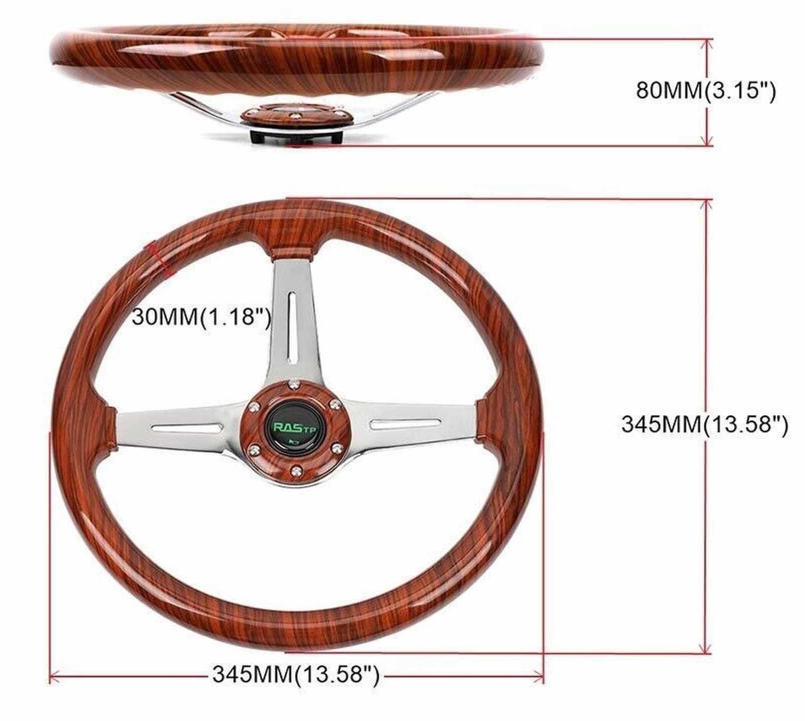 NRG Wood grain 3-spoke mahogany Steering Wheel (350mm), white/neochrome NRG Wood grain 3-spoke mahogany Steering Wheel (350mm), white/neochrome