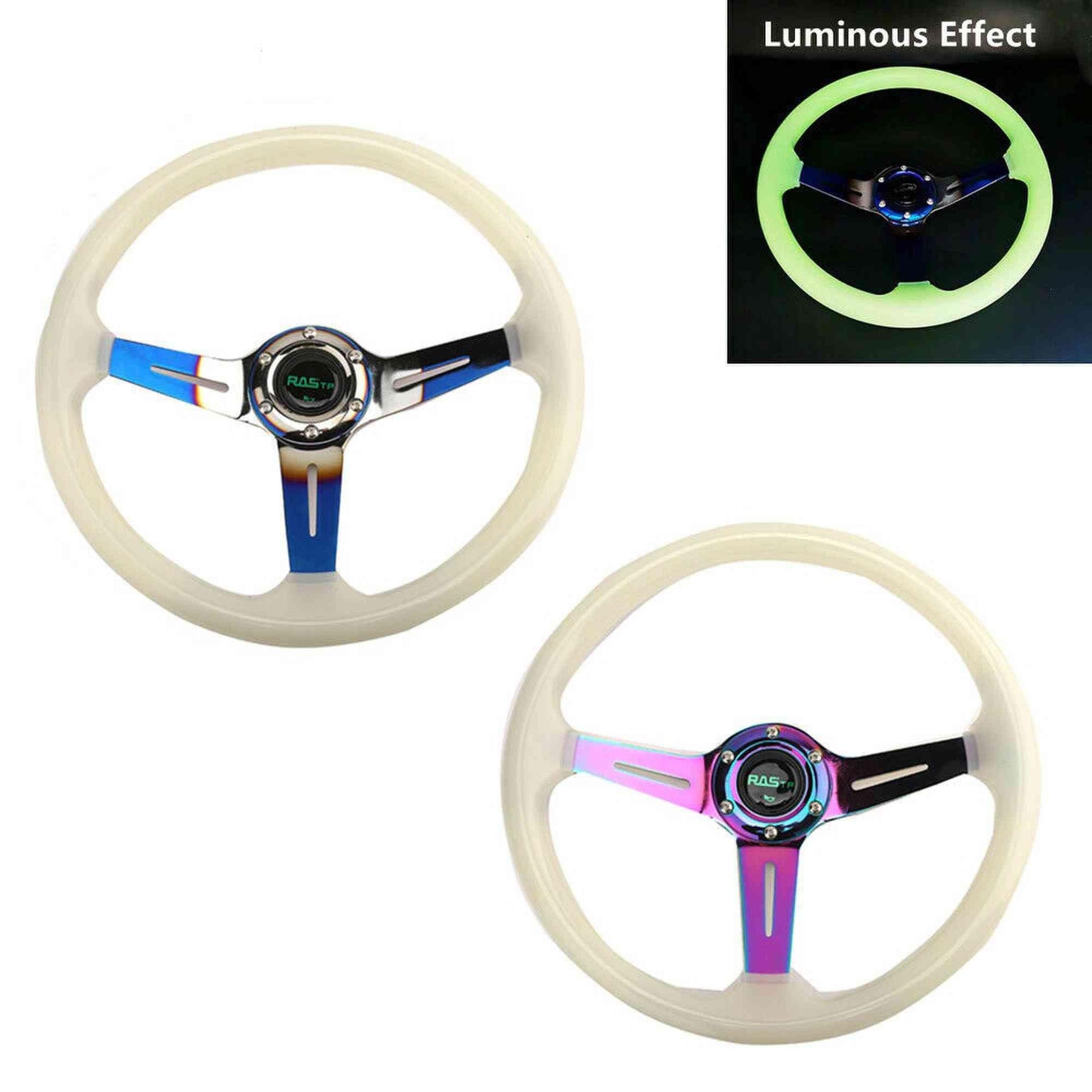RASTP Universal 14 inch Acrylic Luminous Discoloration Sports Steering Wheel Racing - RASTP
