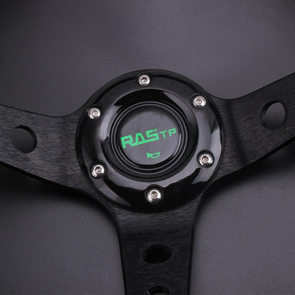 RASTP Universal 14 inch 350mm Steering Wheel 95mm Deep Dish 6 Bolts Grip Vinyl Leather - RASTP