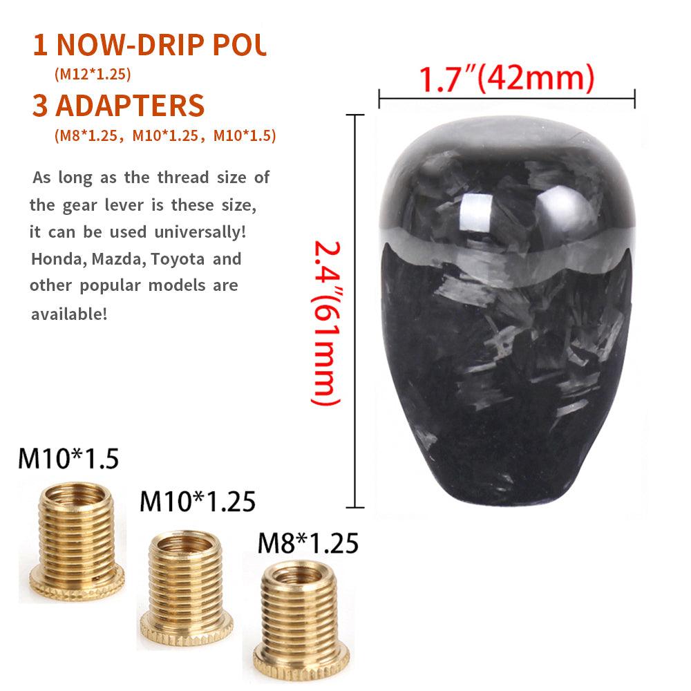 RASTP Universal Forged Carbon Fiber Oval Shift Knob Car Manual Shift Lever Handle with 3 Adapters - RASTP