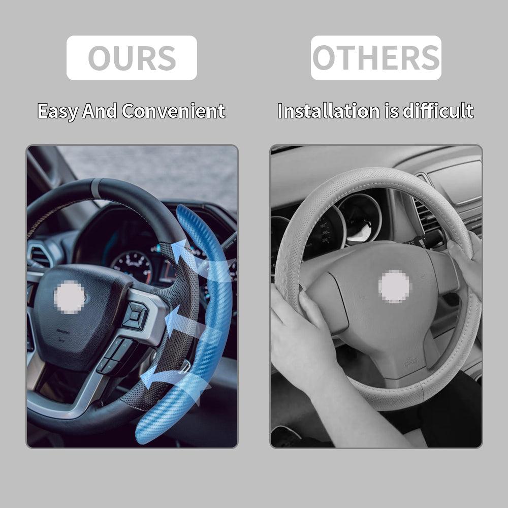 RASTP Universal 14.5-15 inch Steering Wheel Cover Carbon Fiber ABS - RASTP