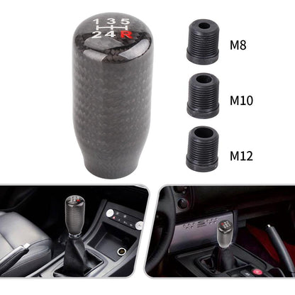 RASTP Universal Carbon Fiber Shift Knob Manual Transmision Stick Shifter with 3 Adapters - RASTP