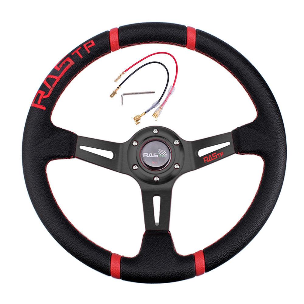 RASTP Universal 13 inch 345mm Modification Racing Steering Wheel 92mm Deep Dish 6 Bolt - RASTP