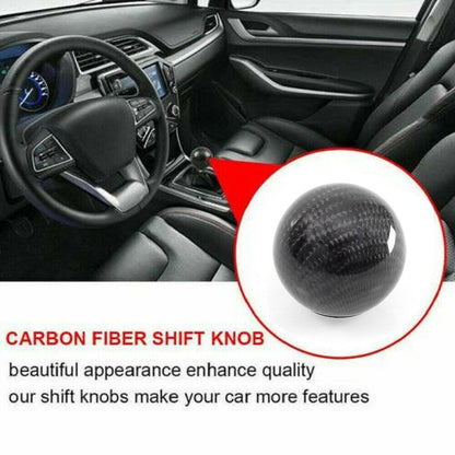 RASTP Universal Carbon Fiber Round Ball Shape Gear Shift Knob Shifter Lever with 3 Adapters - RASTP