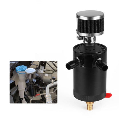 RASTP Universal Oil Catch Can Tank 2-Port Baffled Reservoir with Drain Valve Breather - RASTP