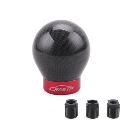 RASTP Universal Carbon Fiber Shift Knob Ball Shape Gear Shifter Knobs with 3 Adapter - RASTP