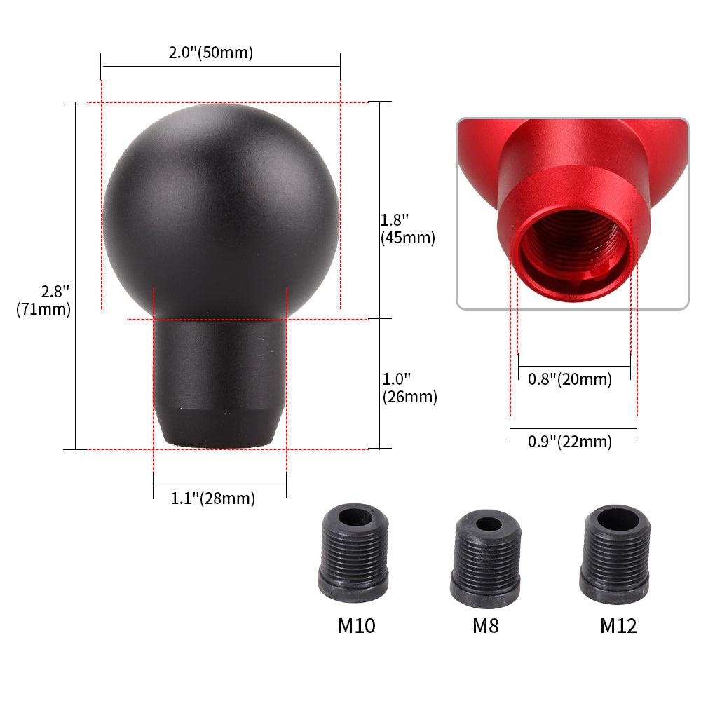 RASTP Universal Aluminum Round Ball Frosted Shift Knob Car Manual Shift Lever Handle with 3 Adapters - RASTP