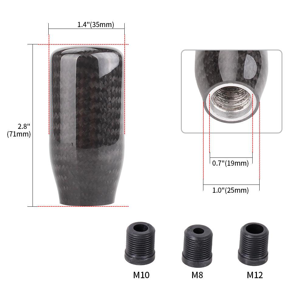 RASTP Universal Carbon Fiber Shift Knob Manual Transmision Stick Shifter with 3 Adapters - RASTP