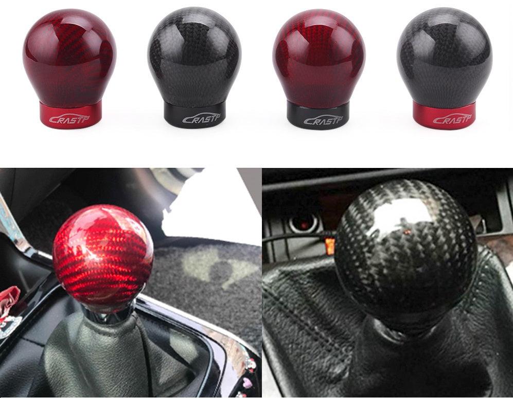 RASTP Universal Carbon Fiber Shift Knob Ball Shape Gear Shifter Knobs with 3 Adapter - RASTP