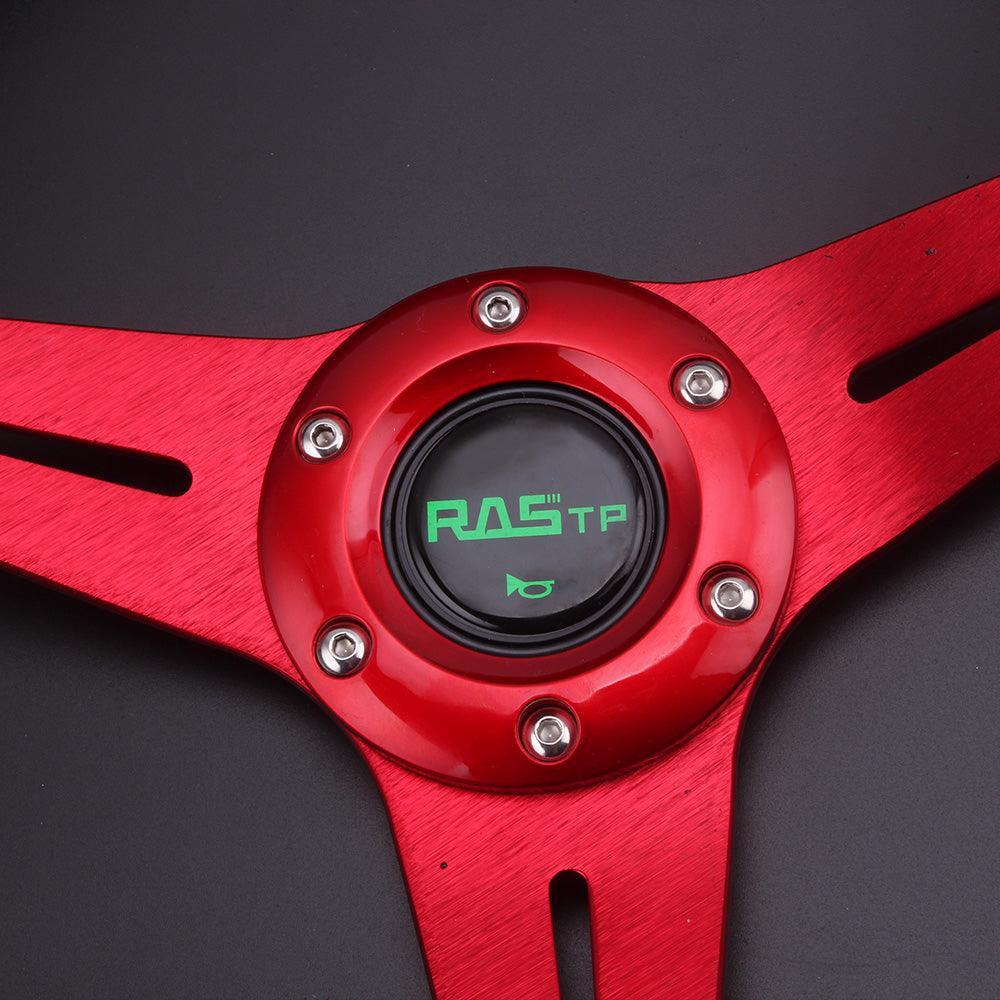 RASTP Universal 13.4 inch 340mm Racing Steering Wheel 60mm Deep Dish Steering Wheel PVC 6 Bolt - RASTP