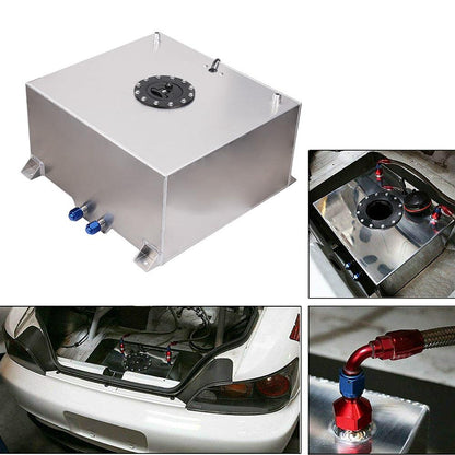 RASTP 16 Gallon/60L Race Fuel Cell Gas Tank with Cap & Level Sender Polished Aluminum - RASTP