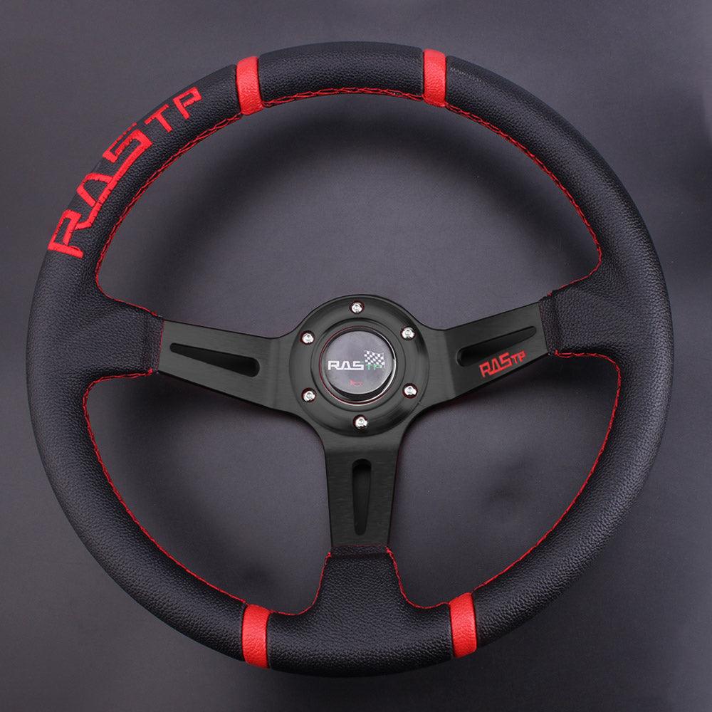 RASTP 13.58" Carbon Fiber Racing Steering Wheel – 6-Bolt Universal Fit For Cars & Race Vehicles
