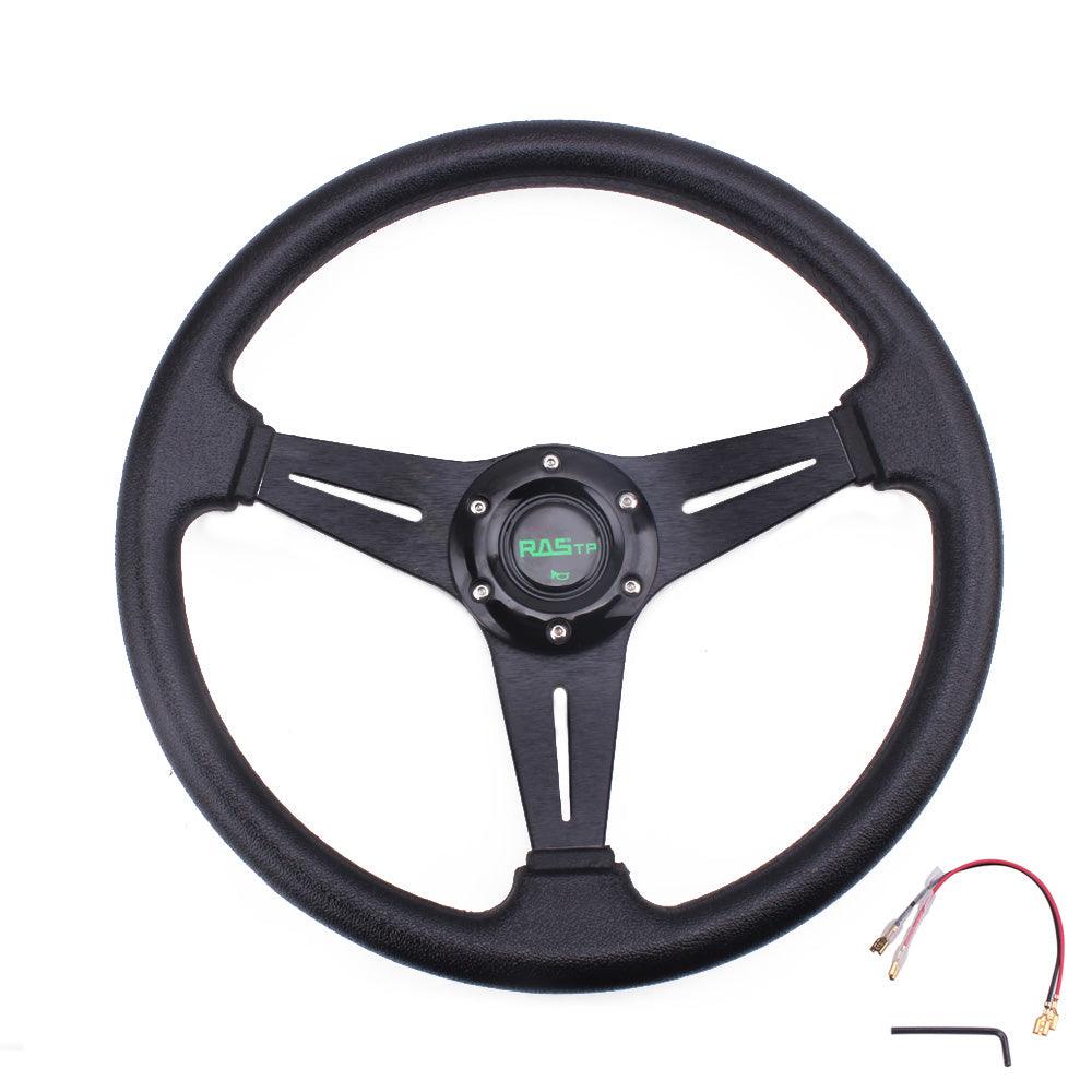 RASTP Universal 13.4 inch 340mm Racing Steering Wheel 60mm Deep Dish Steering Wheel PVC 6 Bolt - RASTP