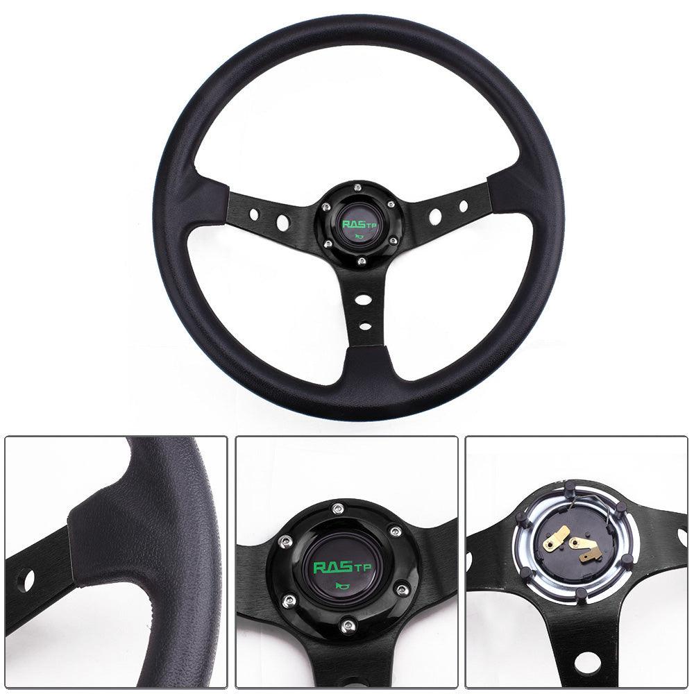 QYMOPAY 14 Inch Wooden Racing Steering Wheel – 5 Hole 5 Bolt Universal Fit For Sim Racing & Custom Cars