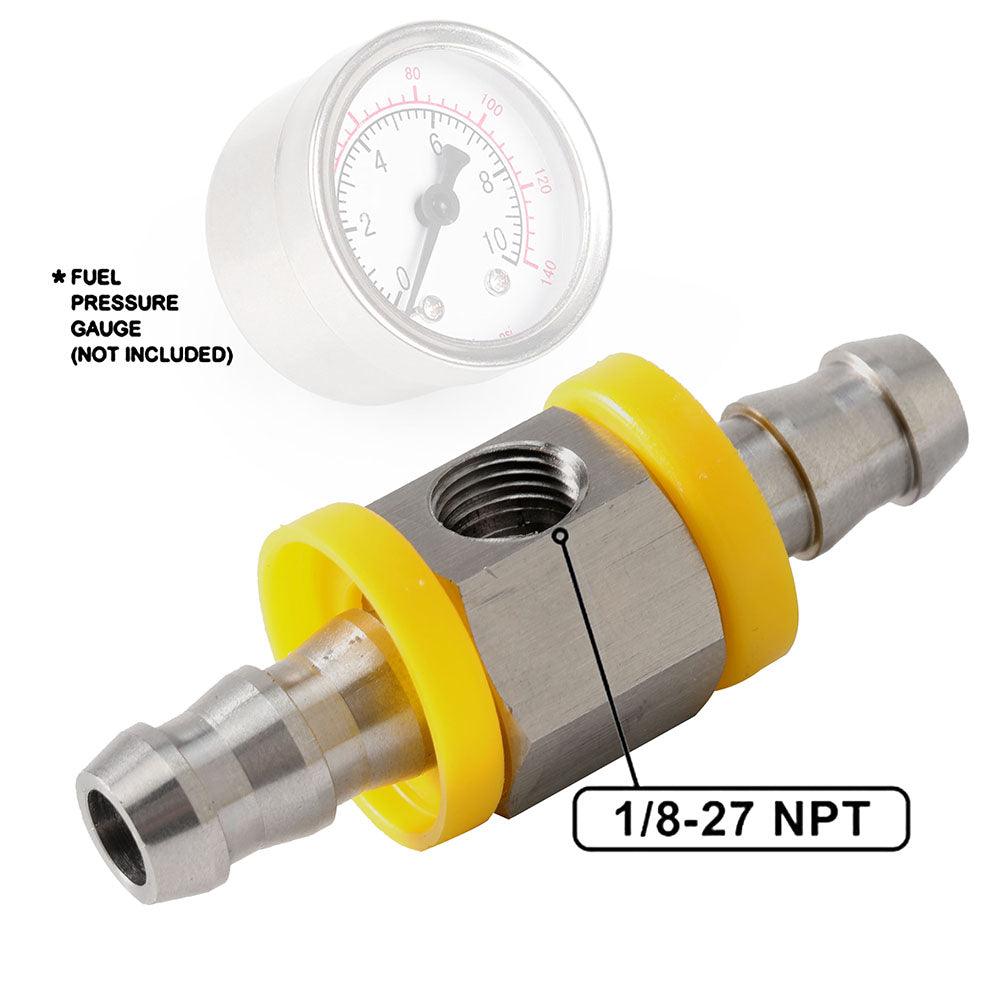 RASTP 3/8Inch 1/2Inch Fuel Line Fuel Pressure Gauge Sensor T-Fitting Adapter - RASTP