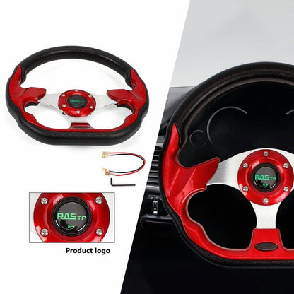 RASTP Universal 13 inch 322mm Sports Racing Steering Wheel for Golf Cart PU Leather 6 Bolt - RASTP