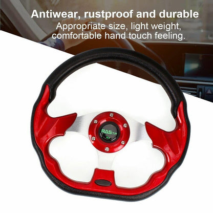 RASTP Universal 13 inch 322mm Sports Racing Steering Wheel for Golf Cart PU Leather 6 Bolt - RASTP